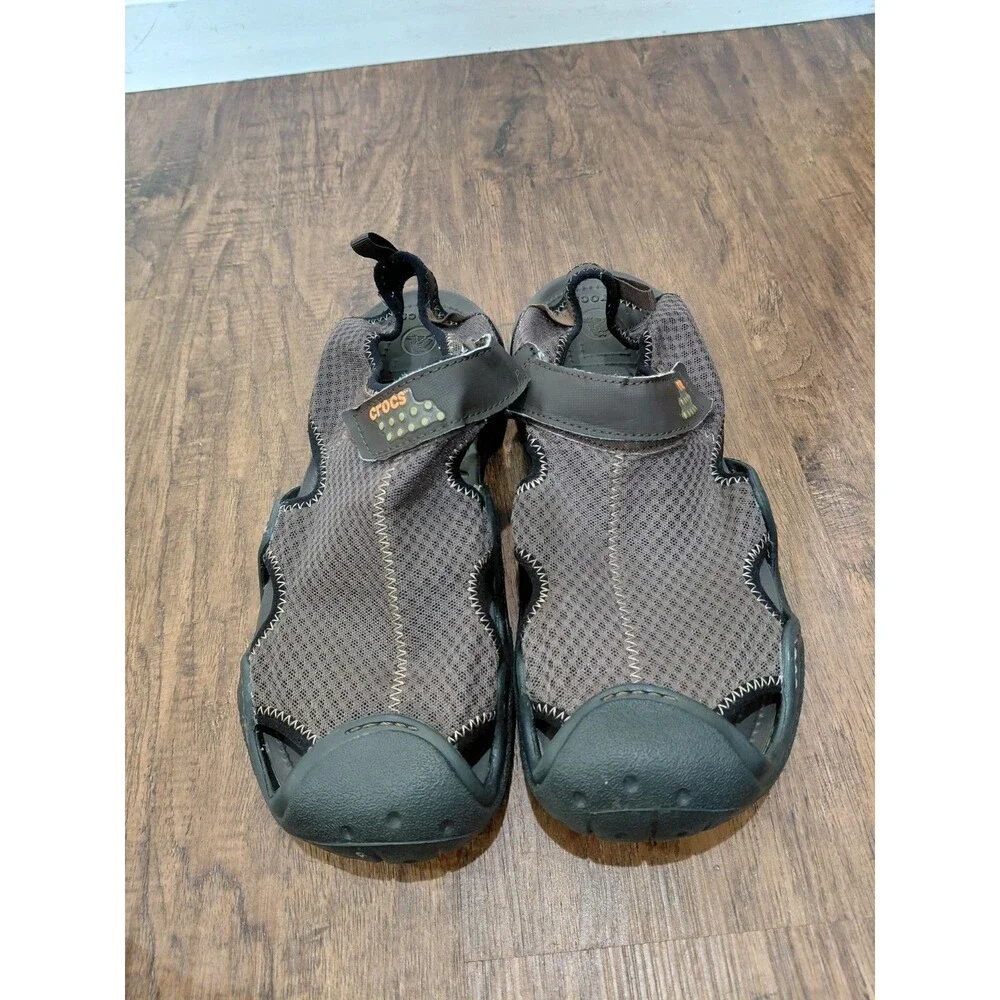 Crocs Swiftwater Mesh Deck Sandals Fisherman Water Shoes Brown Men’s Sz11